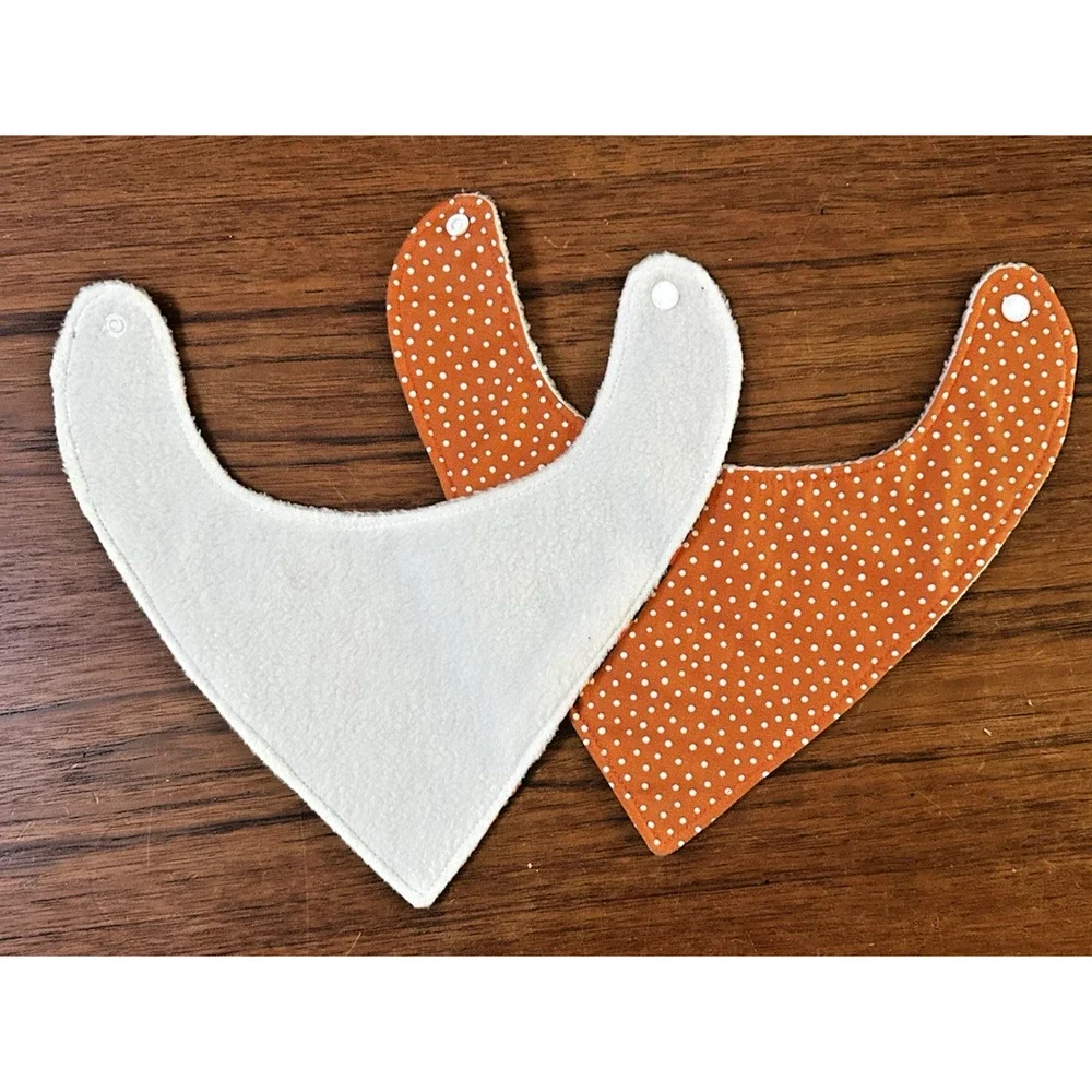2 Handmade Baby Bib Gift Set Bib & Pacifier Clip Candy Corn Polka Dot